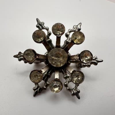 Vintage 80s Rhinestone Snowflake Starburst 4 Broochs Pins Two Tone Retro Jewelry - Thumbnail 10