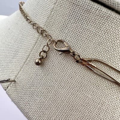 Vintage 90s Gold Tone Multi Stand Snake Chain Necklace Glass Rhinestone Jewelry - Thumbnail 12