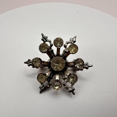 Vintage 80s Rhinestone Snowflake Starburst 4 Broochs Pins Two Tone Retro Jewelry - Thumbnail 9