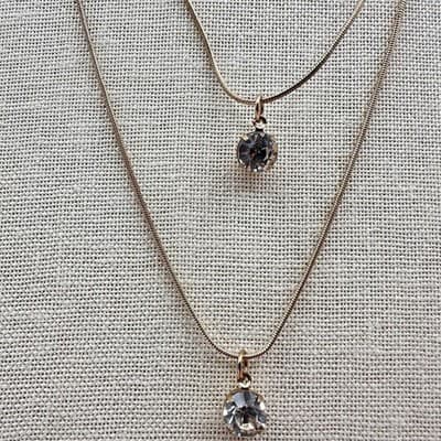 Vintage 90s Gold Tone Multi Stand Snake Chain Necklace Glass Rhinestone Jewelry - Thumbnail 4