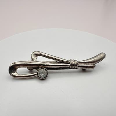 Vintage Y2K Clear Rhinestone Silver Tone Brooch Pin Women's Classic Jewelry - Thumbnail 4