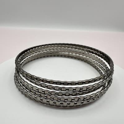 Vintage 80s 90s Silver Tone Textured Bangles Set Stackable Metal Fashion Jewelry - Thumbnail 3