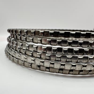 Vintage 80s 90s Silver Tone Textured Bangles Set Stackable Metal Fashion Jewelry - Thumbnail 2