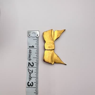 Vintage Y2K Gold Tone Ribbon Bow Brooch Pin Retro Women's Classic Jewelry - Thumbnail 6