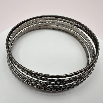 Vintage 80s 90s Silver Tone Textured Bangles Set Stackable Metal Fashion Jewelry - Thumbnail 4