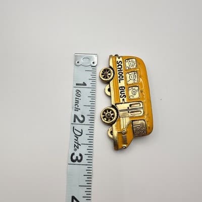 Vintage Y2K School Bus Brooch Pin Yellow Enamel Gold Tone Classic Jewelry - Thumbnail 6