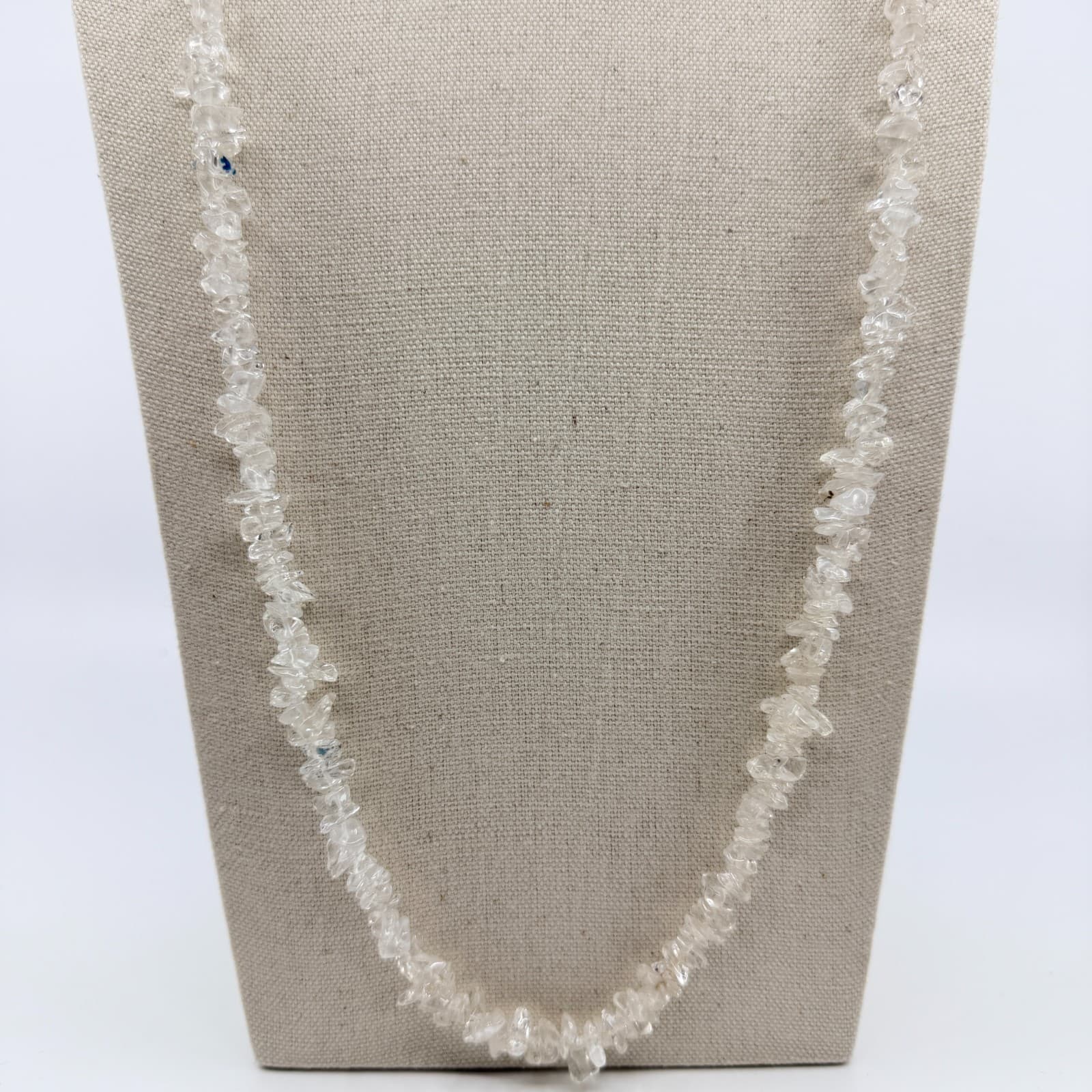 Vintage Clear Stone Chip Necklace Beaded Long Strand Boho Statement Y2K Retro - Thumbnail 2