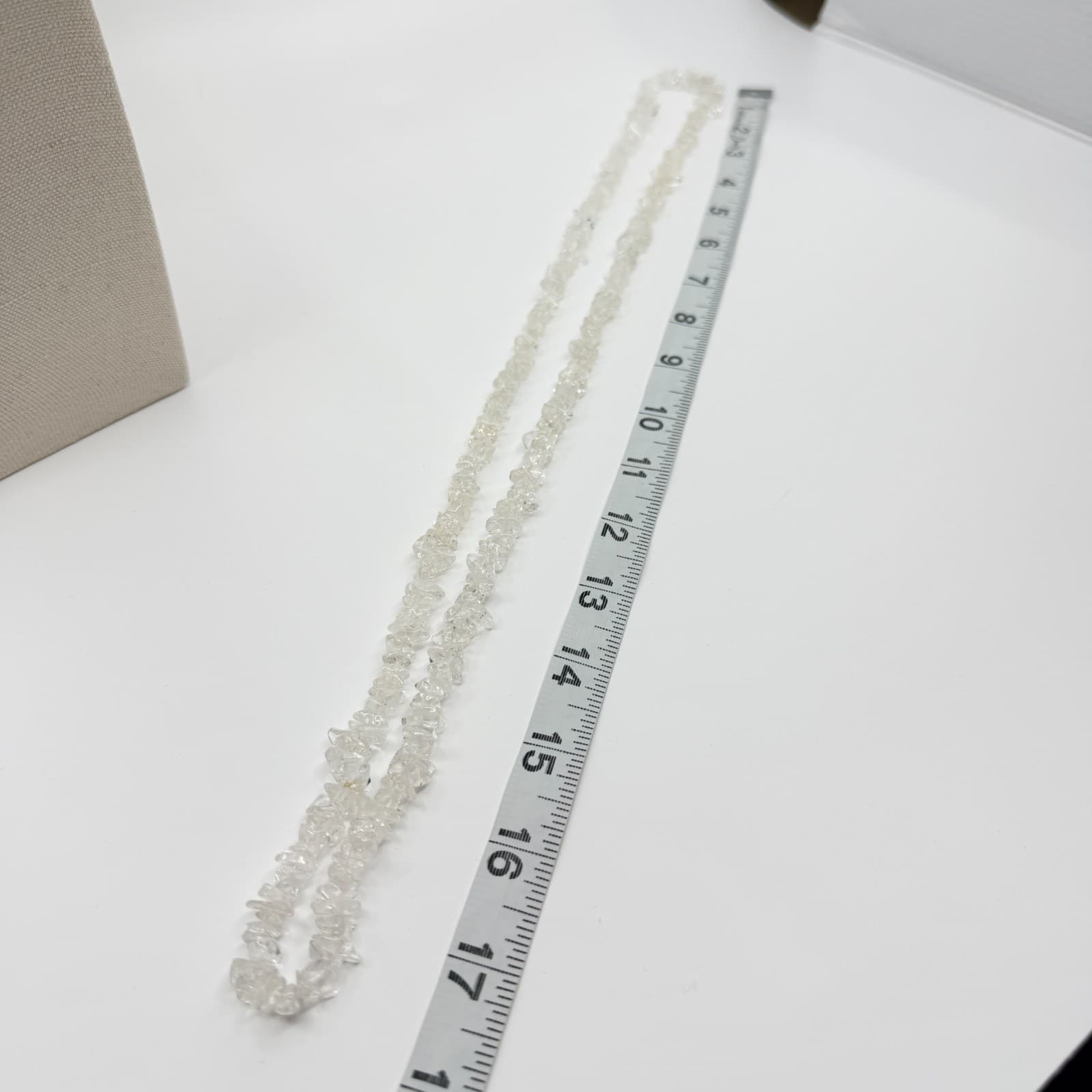 Vintage Clear Stone Chip Necklace Beaded Long Strand Boho Statement Y2K Retro - Thumbnail 10