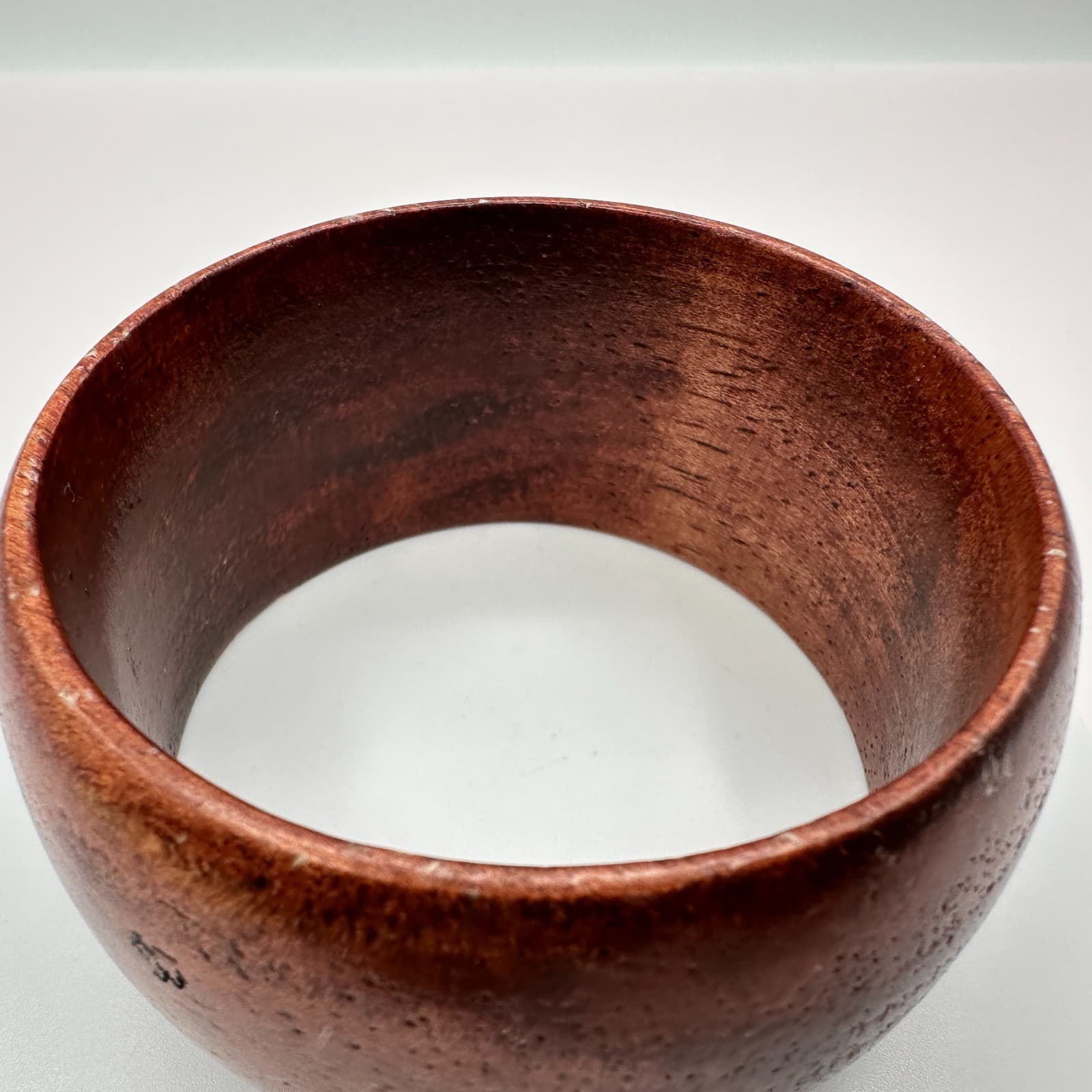 Vintage 90s Brown Wood Bangle Bracelet Boho Chunky Natural Fashion Jewelry - Thumbnail 5