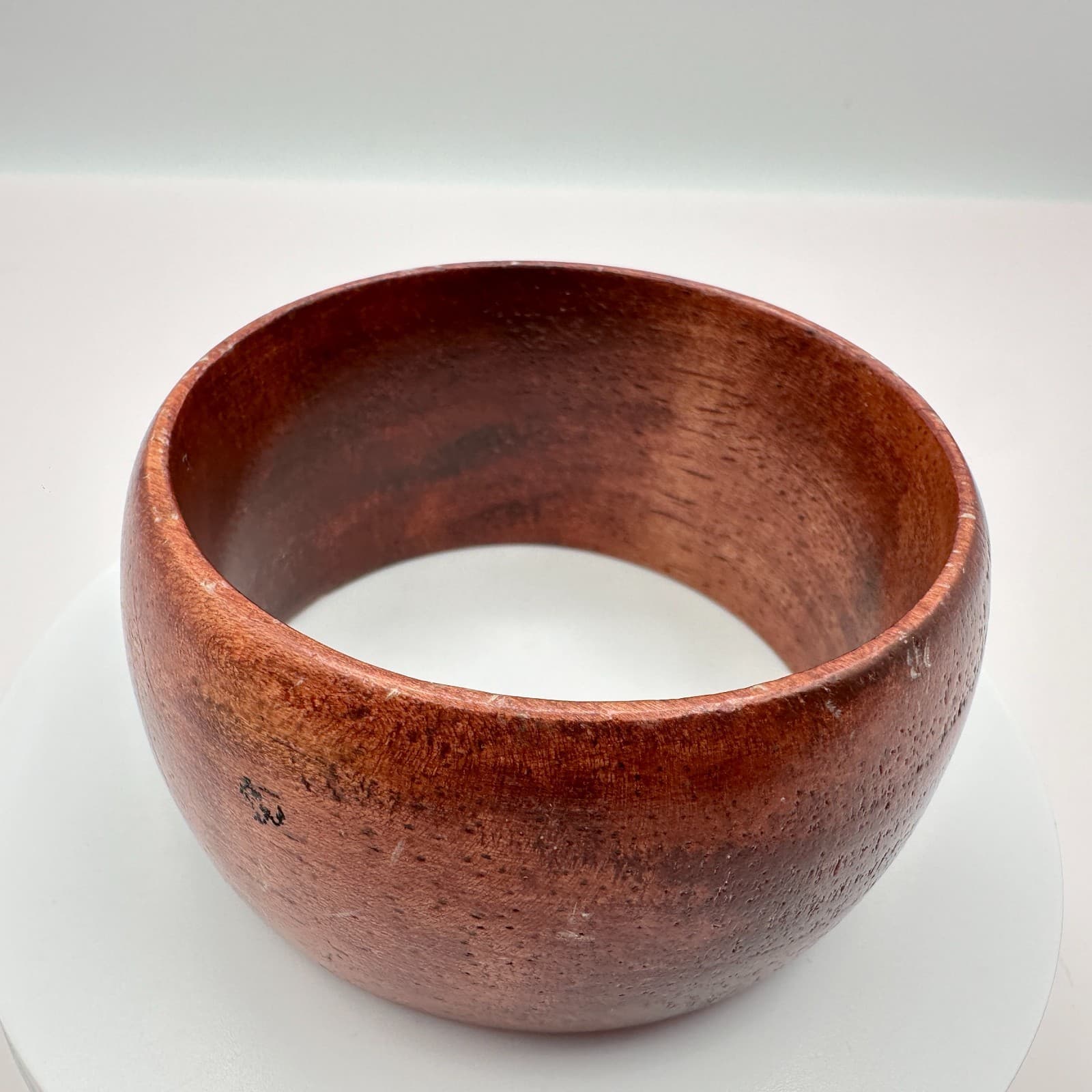 Vintage 90s Brown Wood Bangle Bracelet Boho Chunky Natural Fashion Jewelry - Thumbnail 2