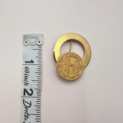 Vintage 1796 Gold Tone State Tennessee Agriculture Commerce Brooch Pin Jewelry - Thumbnail 5