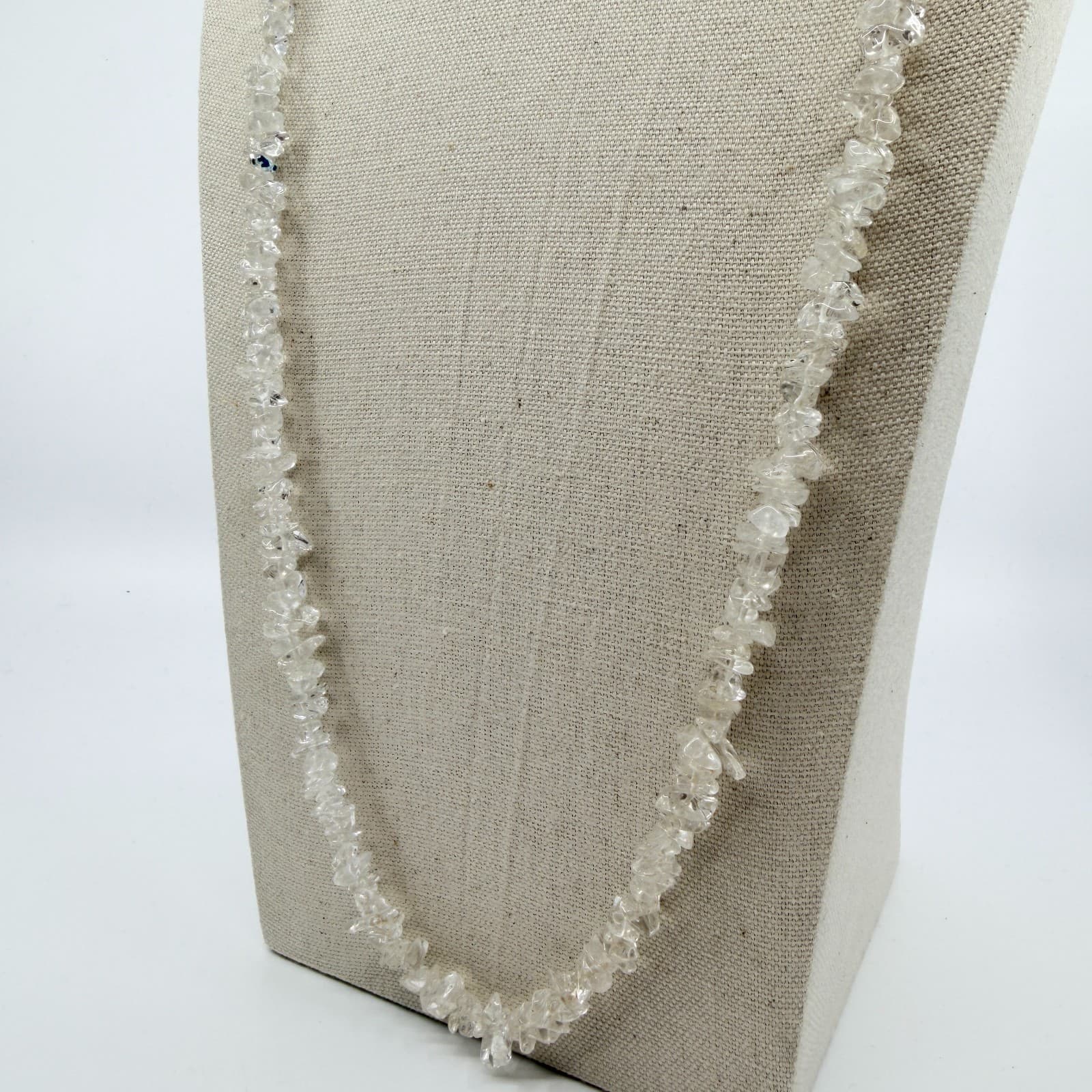 Vintage Clear Stone Chip Necklace Beaded Long Strand Boho Statement Y2K Retro - Thumbnail 6