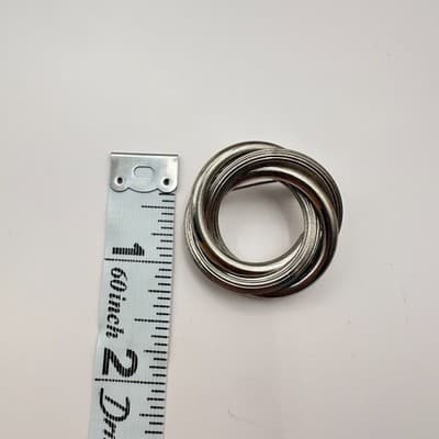 Vintage Y2K Silver Tone Twisted Infinity Circle Double Link Brooch Pin Jewelry - Thumbnail 6