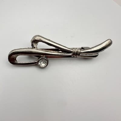Vintage Y2K Clear Rhinestone Silver Tone Brooch Pin Women's Classic Jewelry - Thumbnail 3