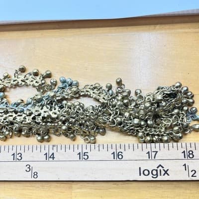 Vintage Brass Tone Ghungroo Bell Fringe Necklace Gold Tone Statement Boho Retro - Thumbnail 17