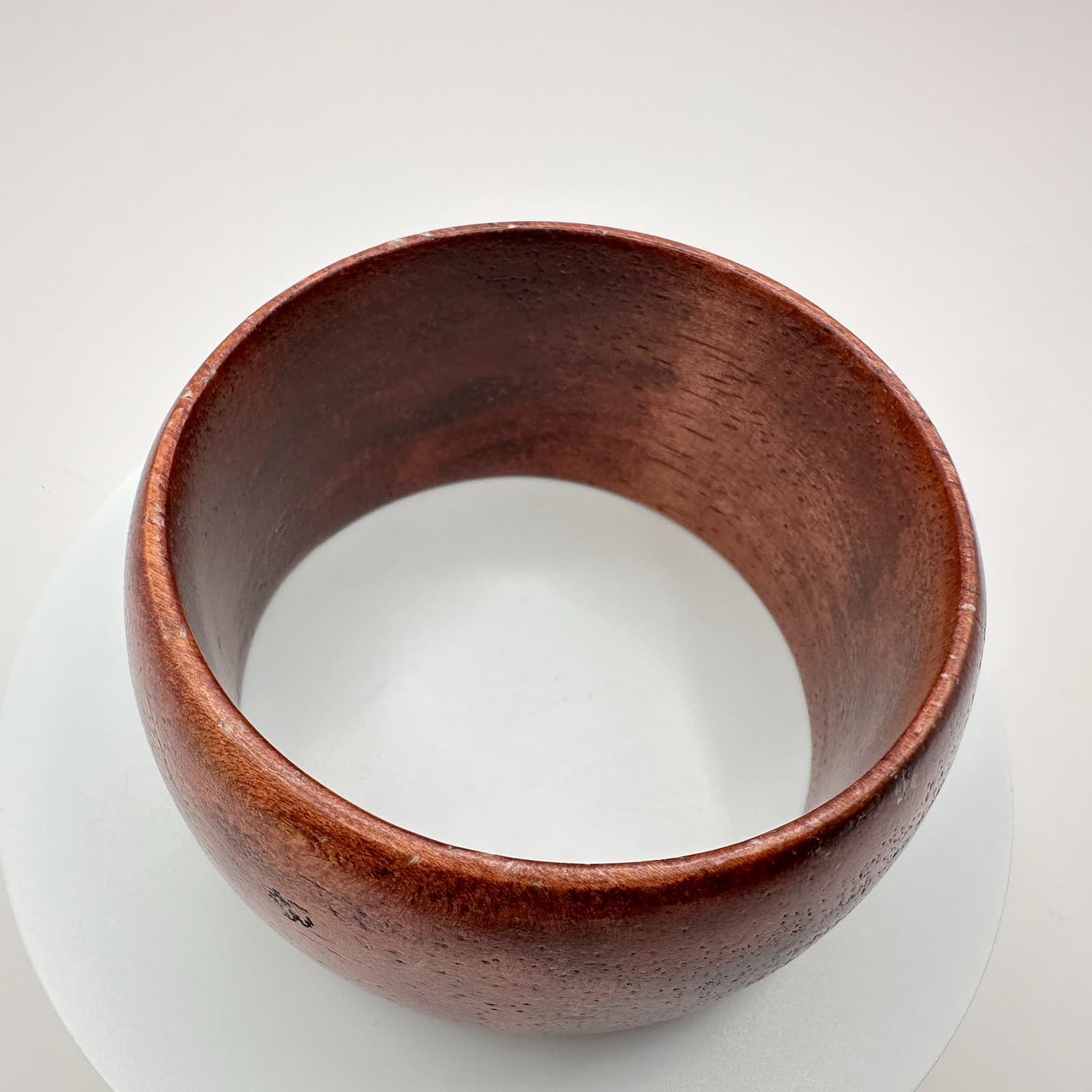 Vintage 90s Brown Wood Bangle Bracelet Boho Chunky Natural Fashion Jewelry - Thumbnail 3