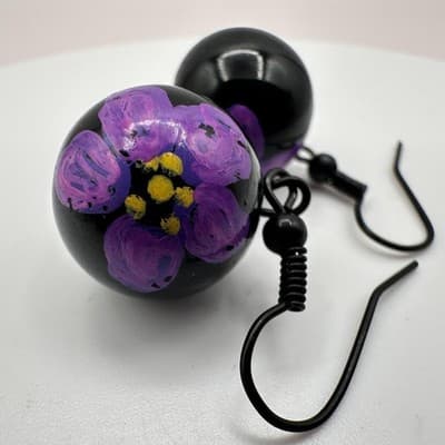 Vintage Y2K Hand Painted Floral Beaded Dangle Earrings Lot Boho Women's Jewelry - Thumbnail 7