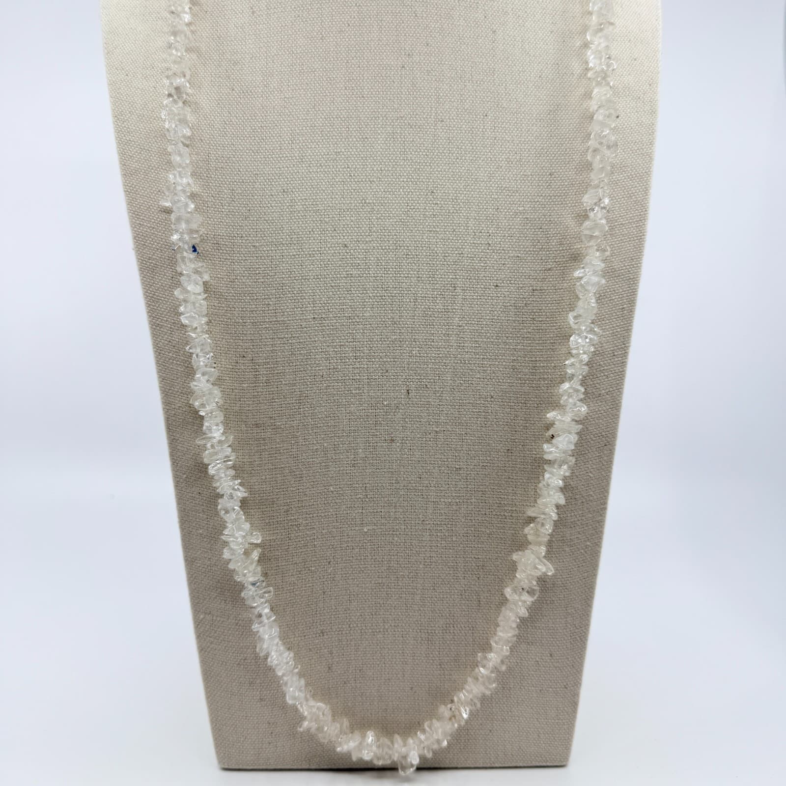 Vintage Clear Stone Chip Necklace Beaded Long Strand Boho Statement Y2K Retro - Thumbnail 7