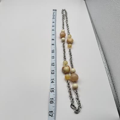 Vintage Y2K Beaded Silver Tone Necklace Earring Set Boho Women's Classic Jewelry - Thumbnail 11
