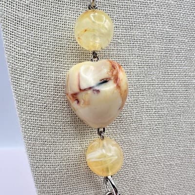 Vintage Y2K Beaded Silver Tone Necklace Earring Set Boho Women's Classic Jewelry - Thumbnail 5
