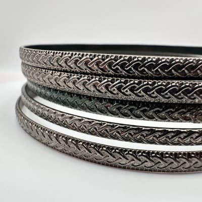 Vintage Y2K Textured Braided Gunmetal Bangle Set Boho Women's Classic Jewelry - Thumbnail 2