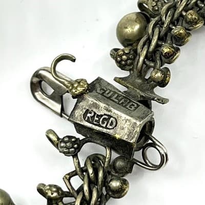 Vintage GULAB Silver & Gold Tone Bell Dangle Bracelet Boho Ethnic Tribal Classic - Thumbnail 5