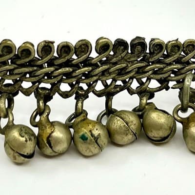 Vintage GULAB Silver & Gold Tone Bell Dangle Bracelet Boho Ethnic Tribal Classic - Thumbnail 4