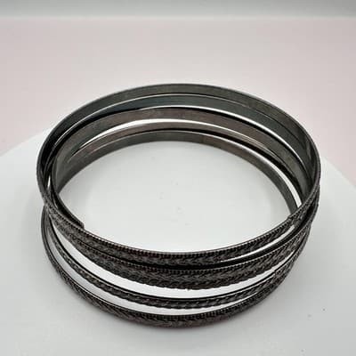 Vintage Y2K Textured Braided Gunmetal Bangle Set Boho Women's Classic Jewelry - Thumbnail 3