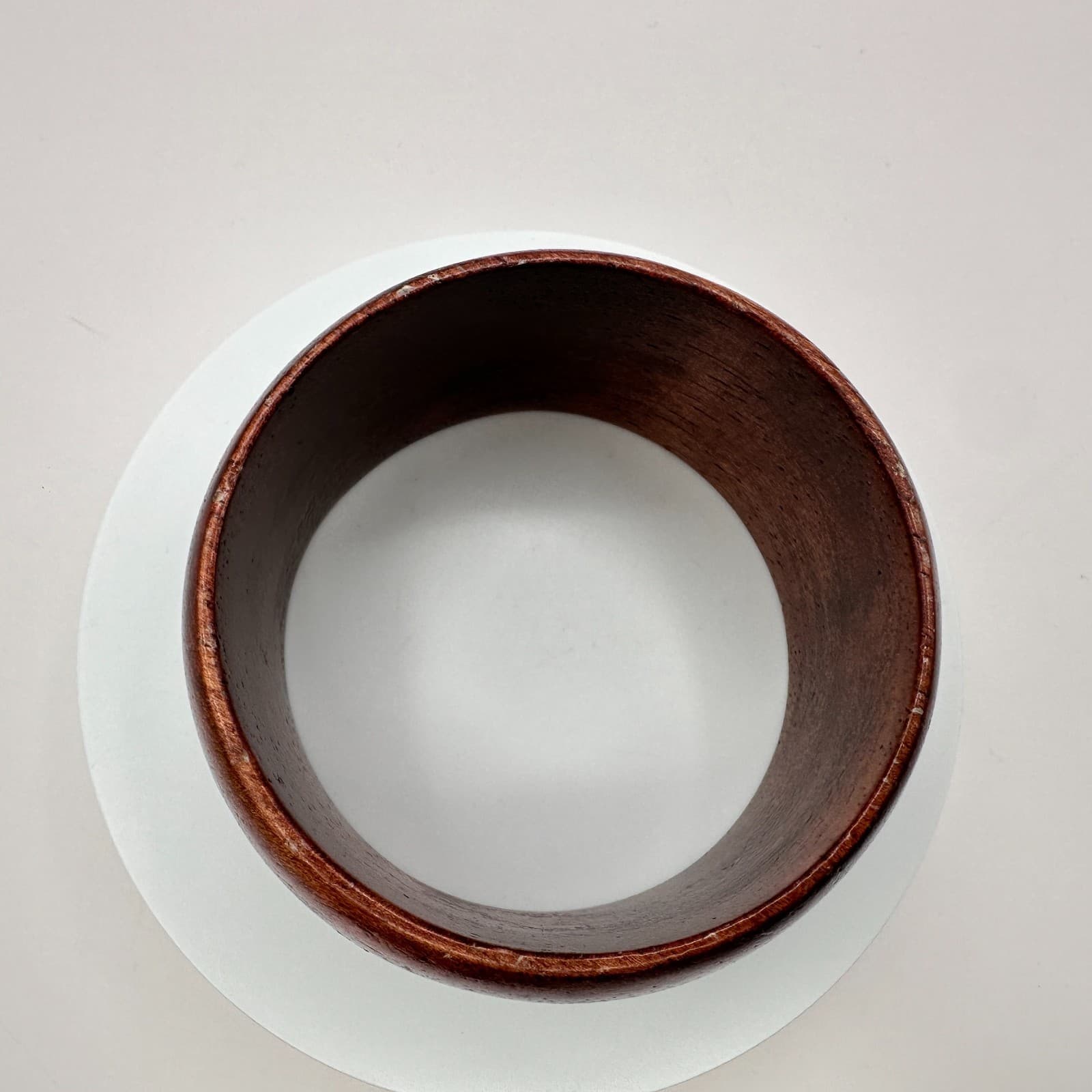 Vintage 90s Brown Wood Bangle Bracelet Boho Chunky Natural Fashion Jewelry - Thumbnail 4