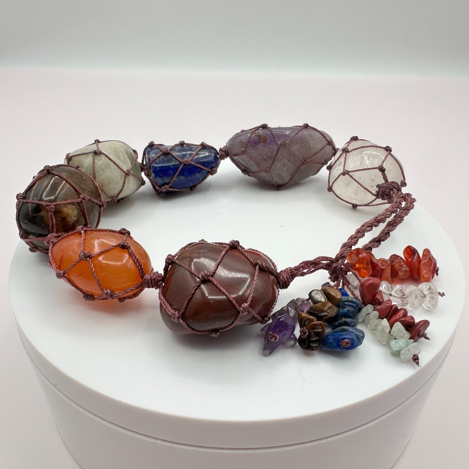 Vintage Y2K Cord Wrap Multi Stones Bracelet Boho Women's Statement Jewelry - Thumbnail 7