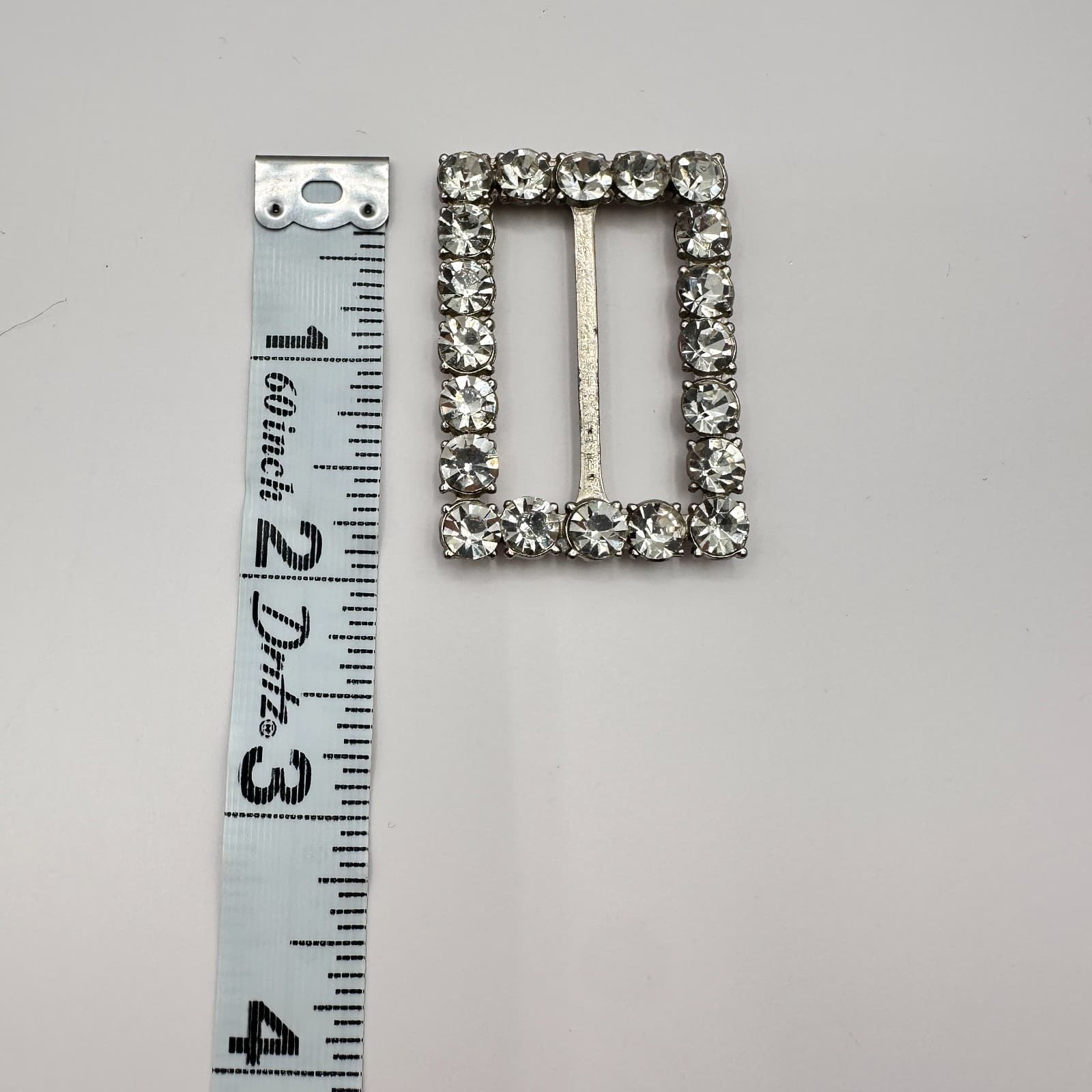 Vintage 90s Silver Tone Clear Rectangle Slider Jewelry Set For Ribbon, Bow, Belt - Thumbnail 7