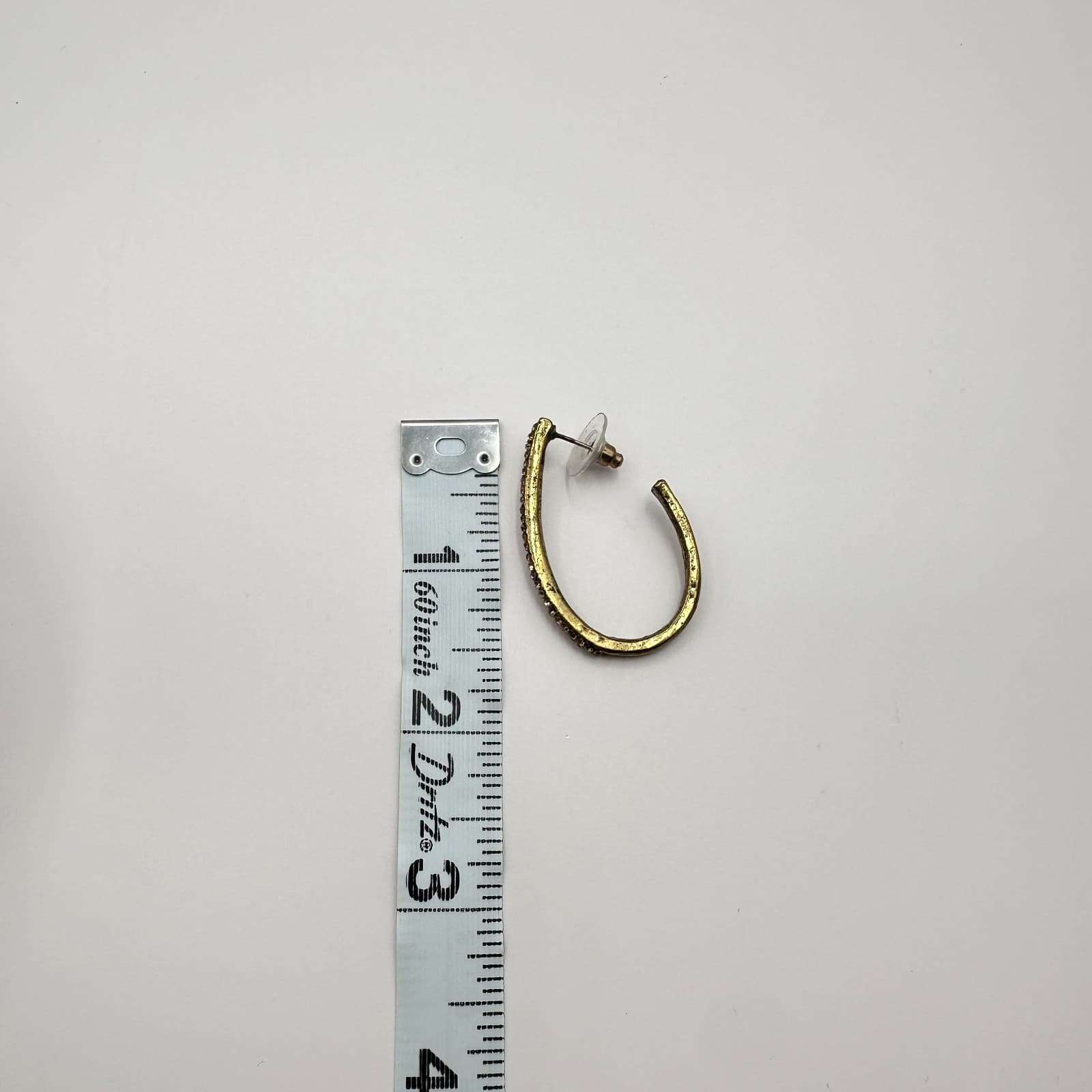 Vintage 90s Gold Tone Oval Hoop Earrings Champagne Glass Accents Style Fashion - Thumbnail 7