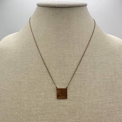 Vintage Y2K Faith Square Pendant Necklace Gold Tone Religious Women's Jewelry - Thumbnail 6
