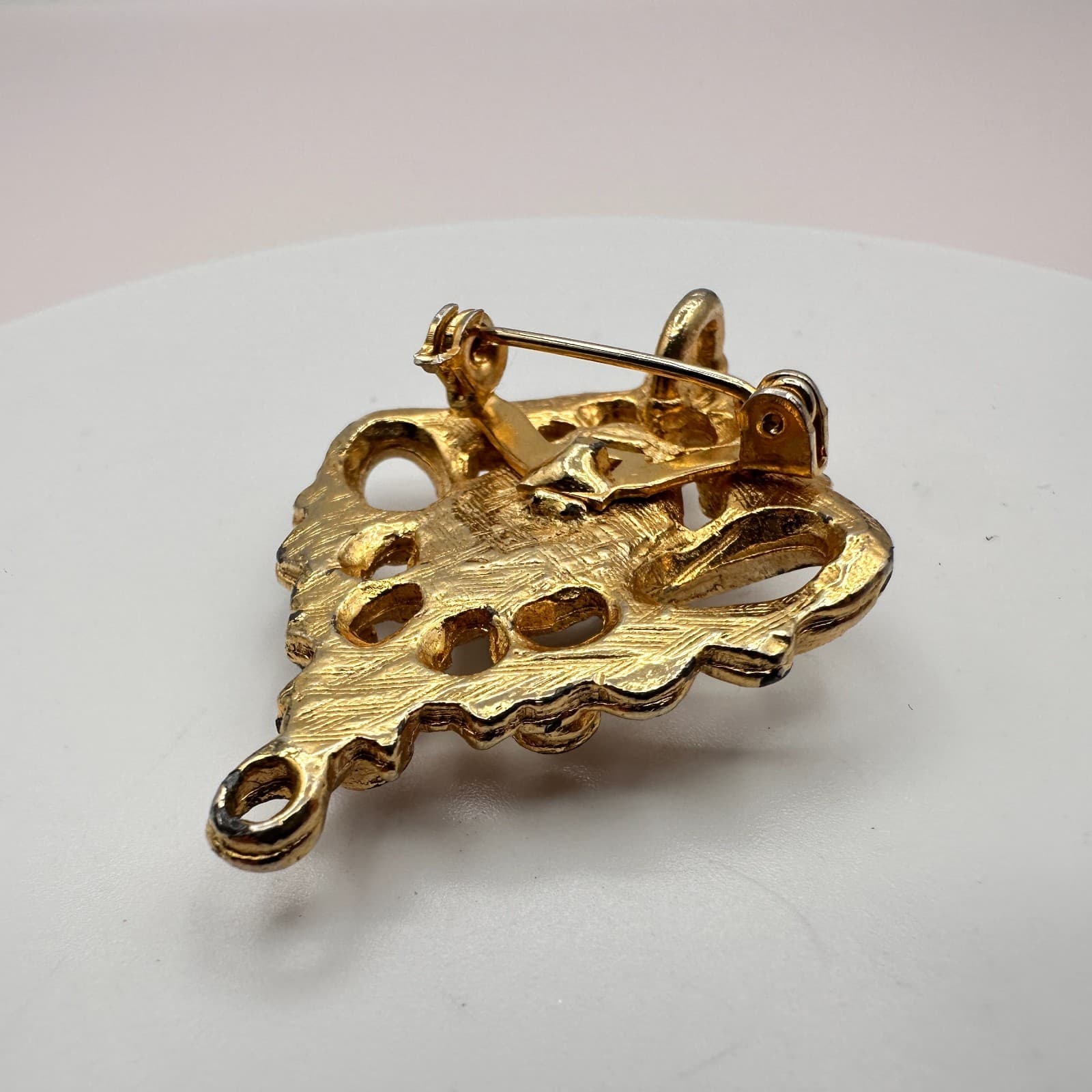 Vintage Y2K Faux Pearl & Rhinestone Gold Tone Brooch Pin Women's Classic Jewelry - Thumbnail 5