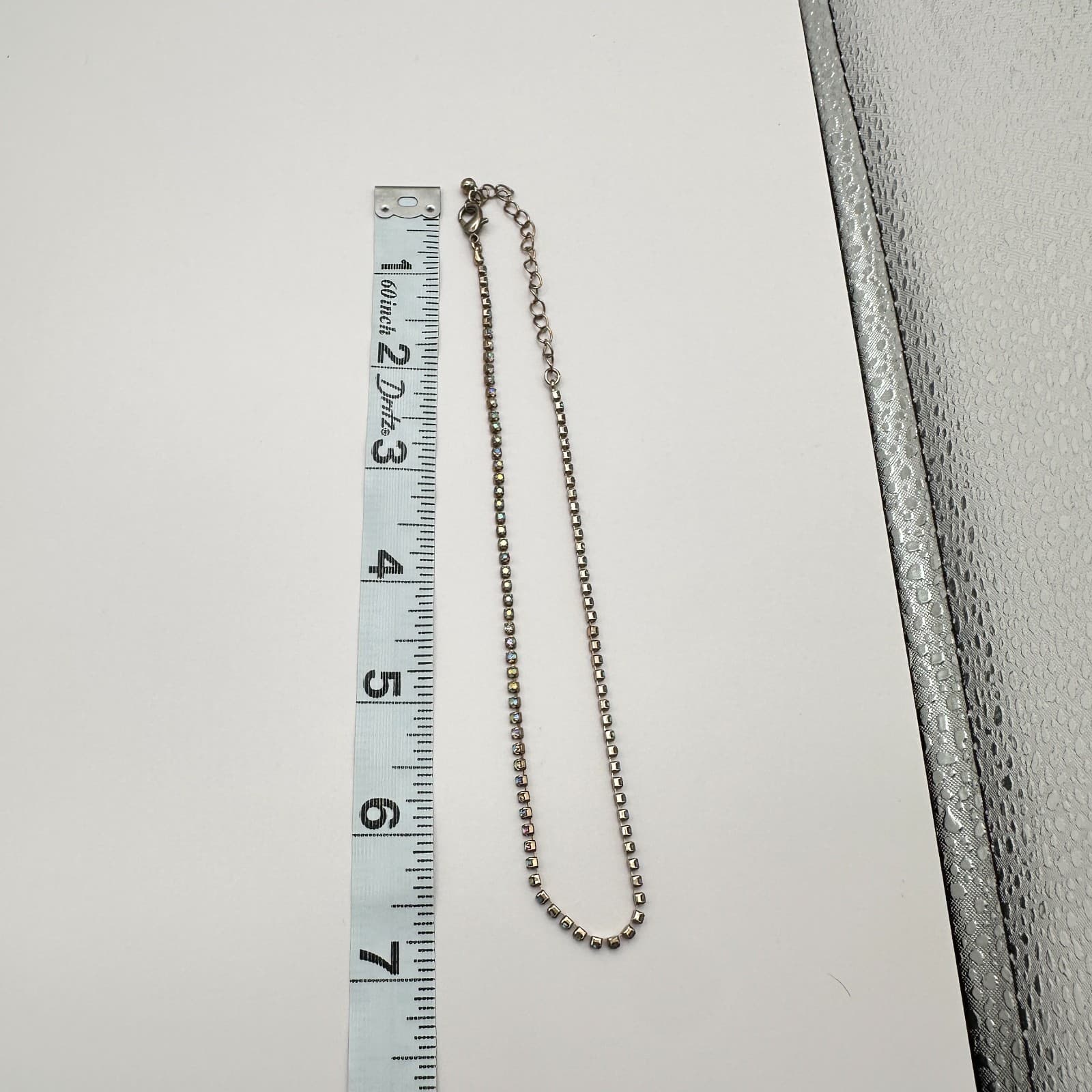 Vintage 90s Aurora Borealis Rhinestone Choker Necklace Gold Tone Iridescent - Thumbnail 8