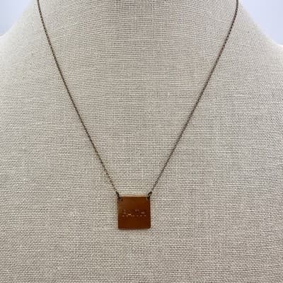 Vintage Y2K Faith Square Pendant Necklace Gold Tone Religious Women's Jewelry - Thumbnail 2
