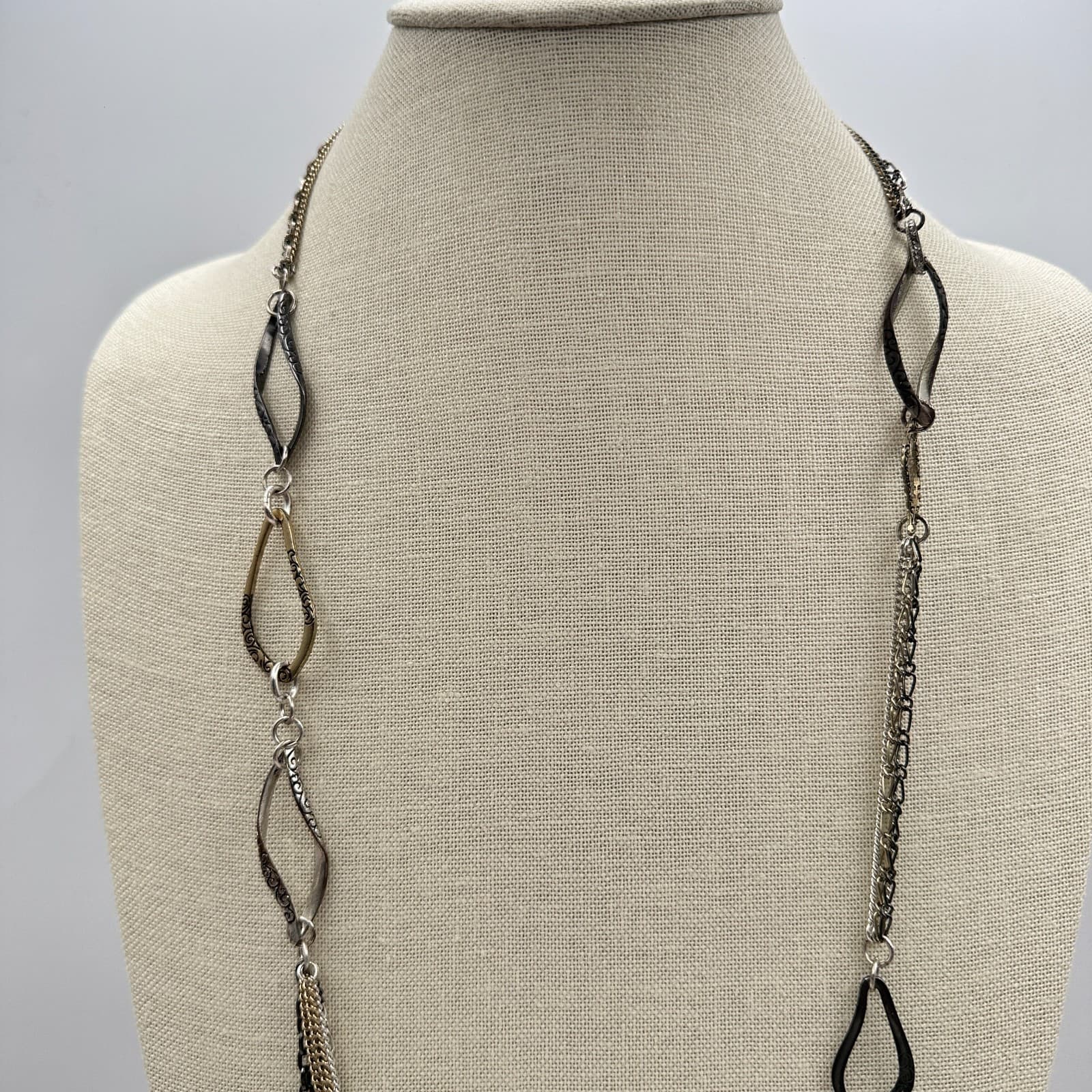 Vintage Y2K Filigree Links Multi Layered Chain Necklace Boho Women's Jewelry - Thumbnail 6
