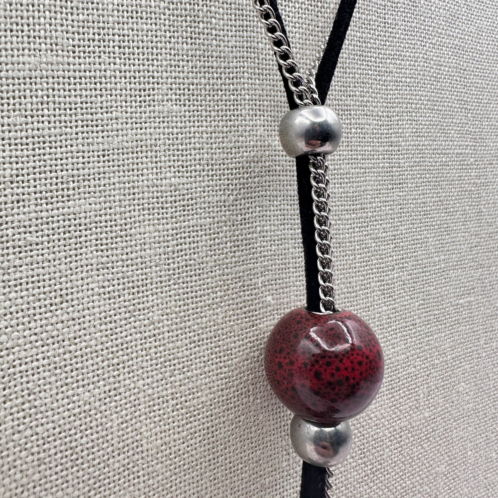 Vintage 90s Multi-Stone Tassel Statement Silver Tone Necklace Boho Fashion - Thumbnail 7