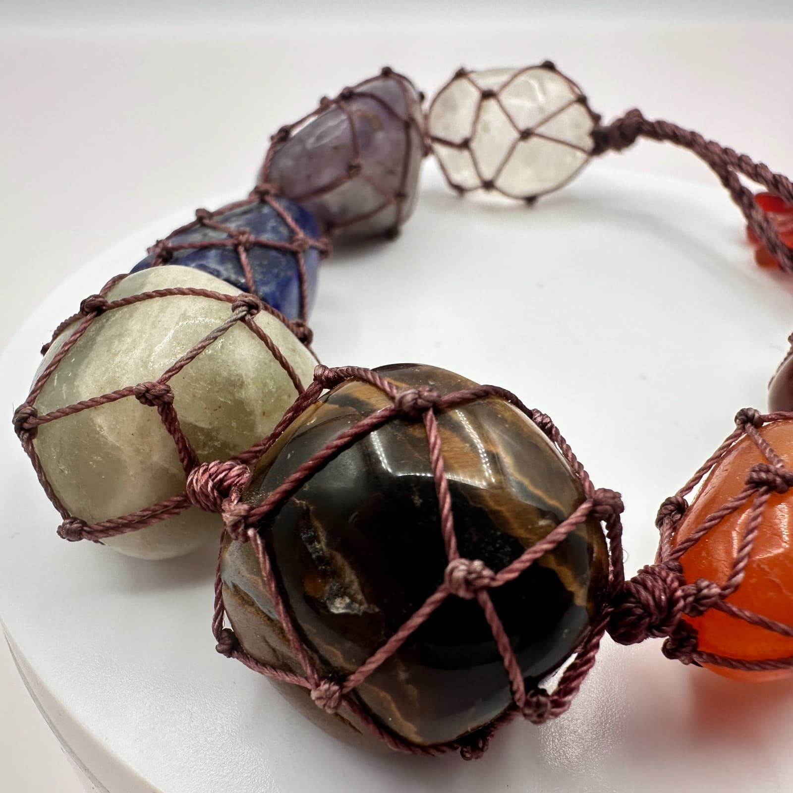 Vintage Y2K Cord Wrap Multi Stones Bracelet Boho Women's Statement Jewelry - Thumbnail 3