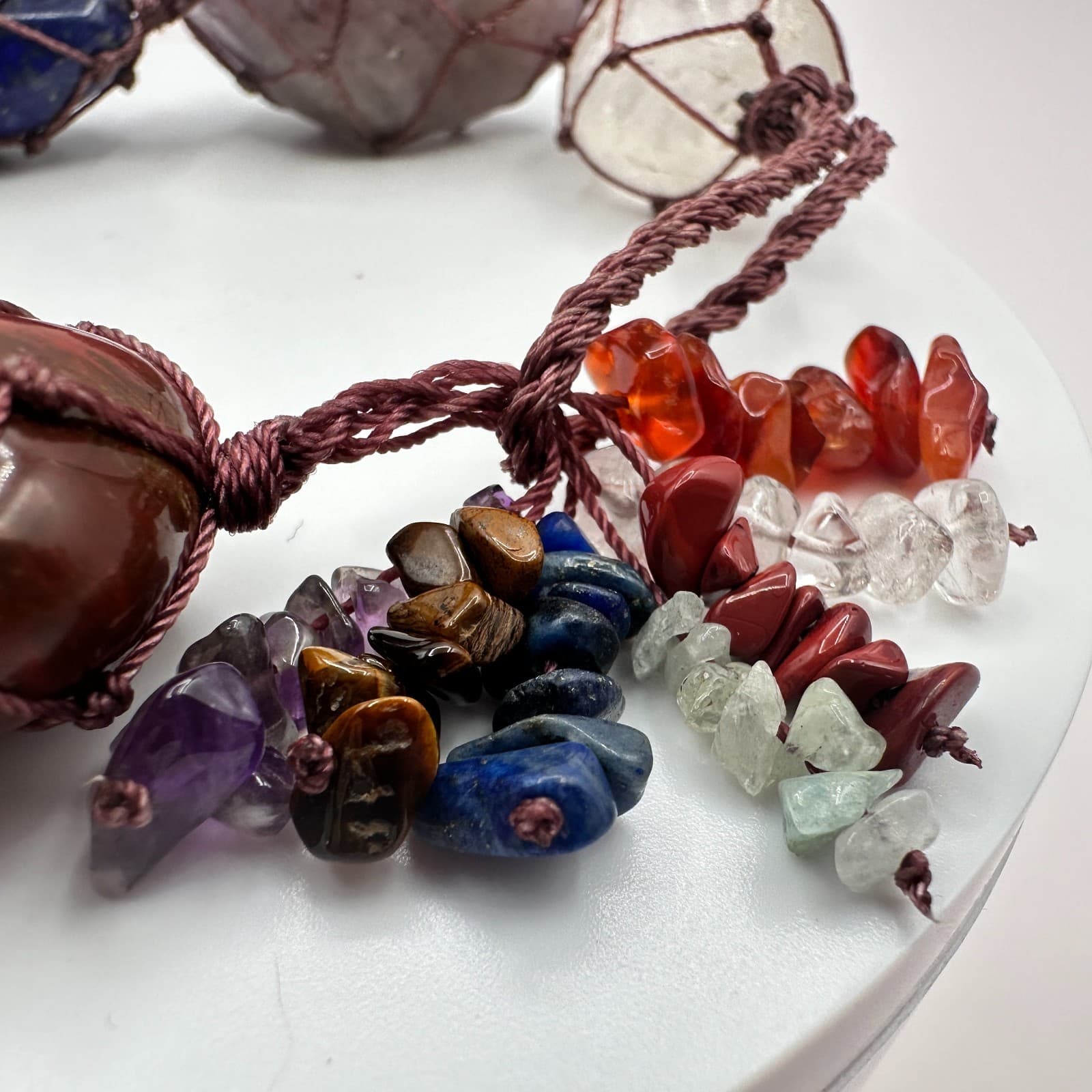 Vintage Y2K Cord Wrap Multi Stones Bracelet Boho Women's Statement Jewelry - Thumbnail 6