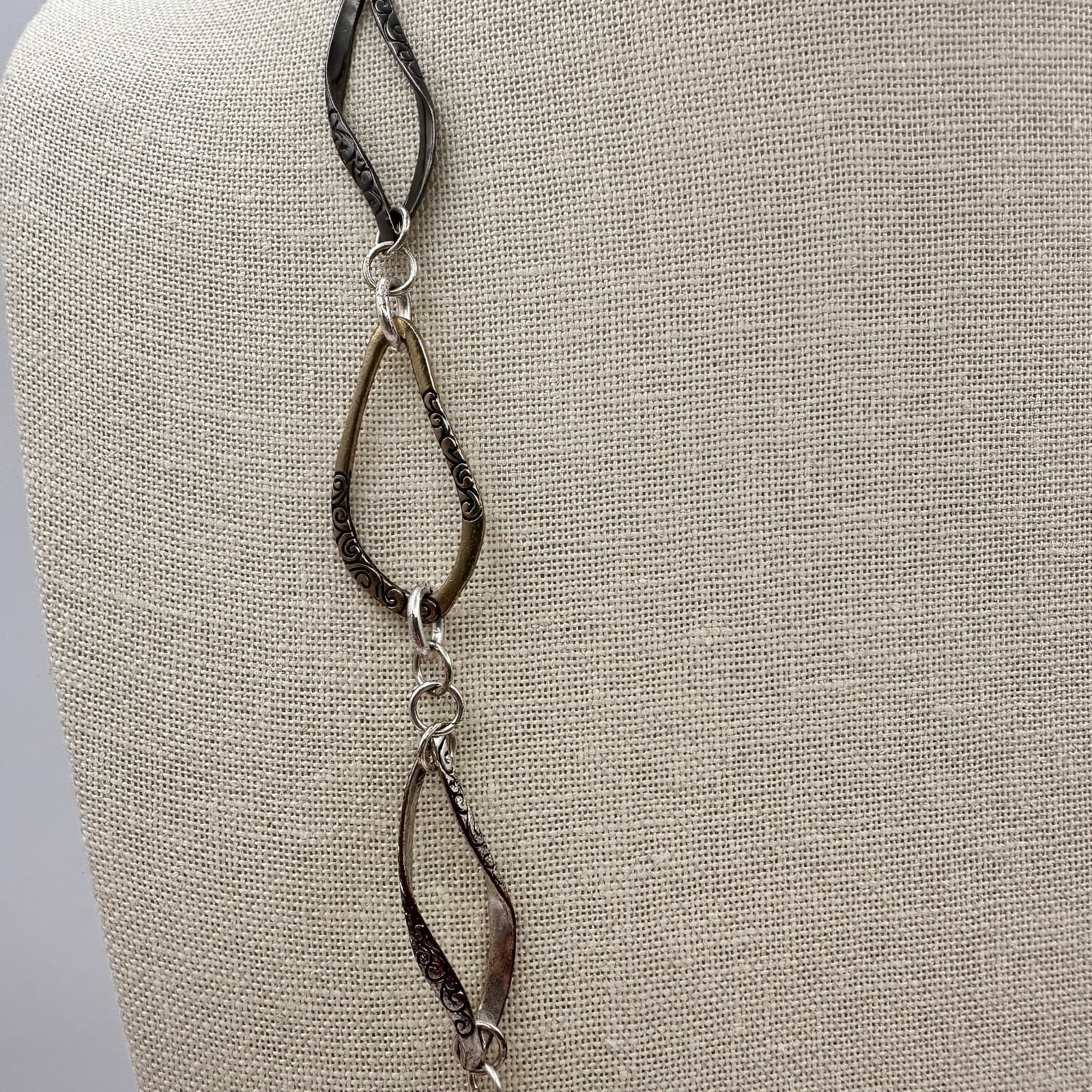 Vintage Y2K Filigree Links Multi Layered Chain Necklace Boho Women's Jewelry - Thumbnail 3