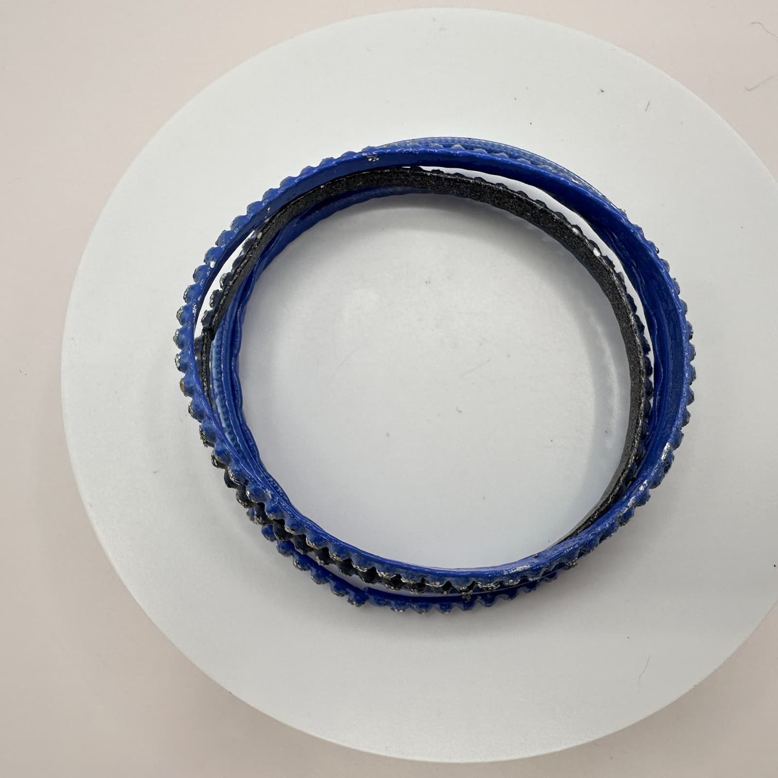 Vintage 90s Blue Glitter Bangles Set Boho Fashion Women's Costume Jewelry - Thumbnail 5