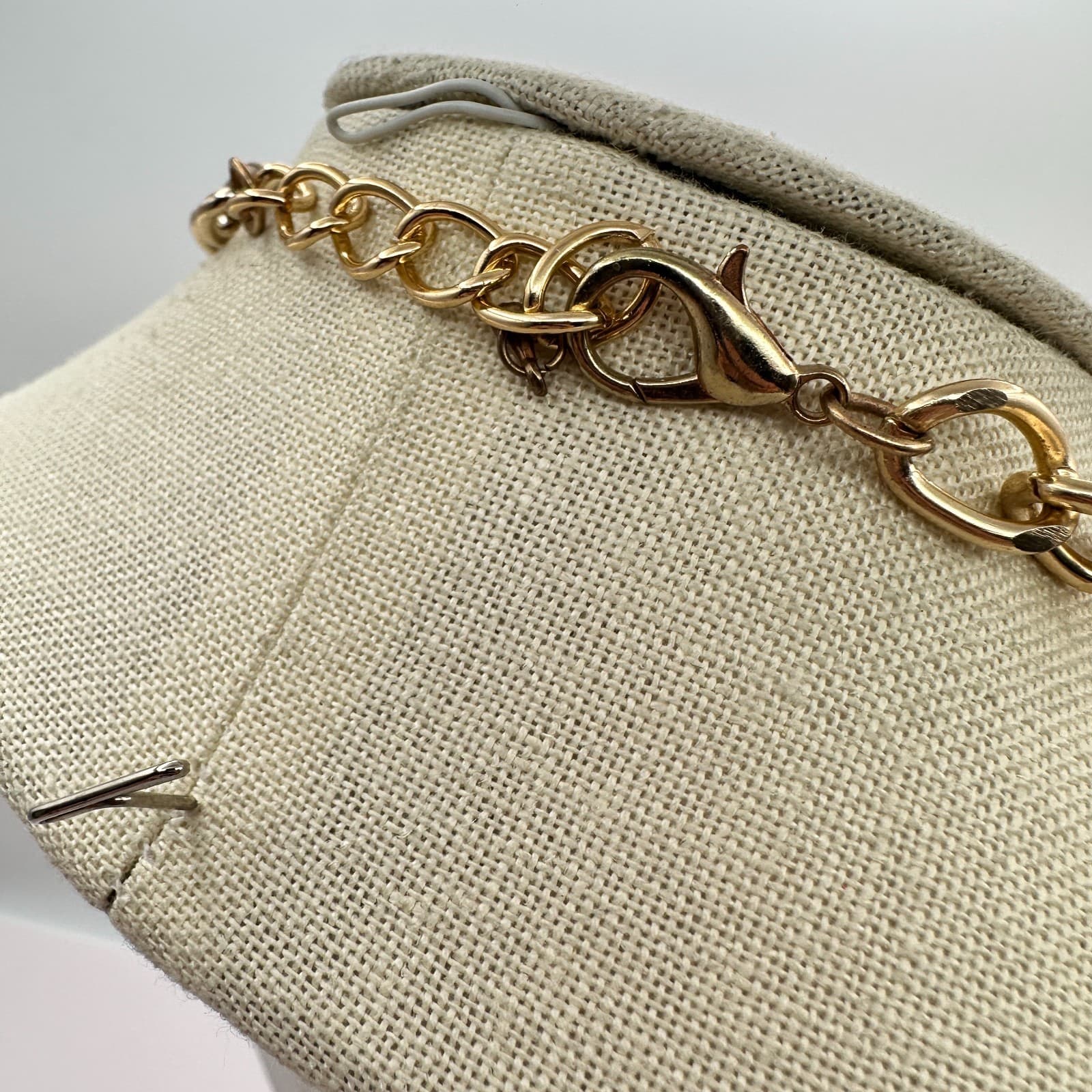 Vintage Y2K Green Beaded Crub Chain Necklace Gold Tone Women's Jewelry - Thumbnail 9