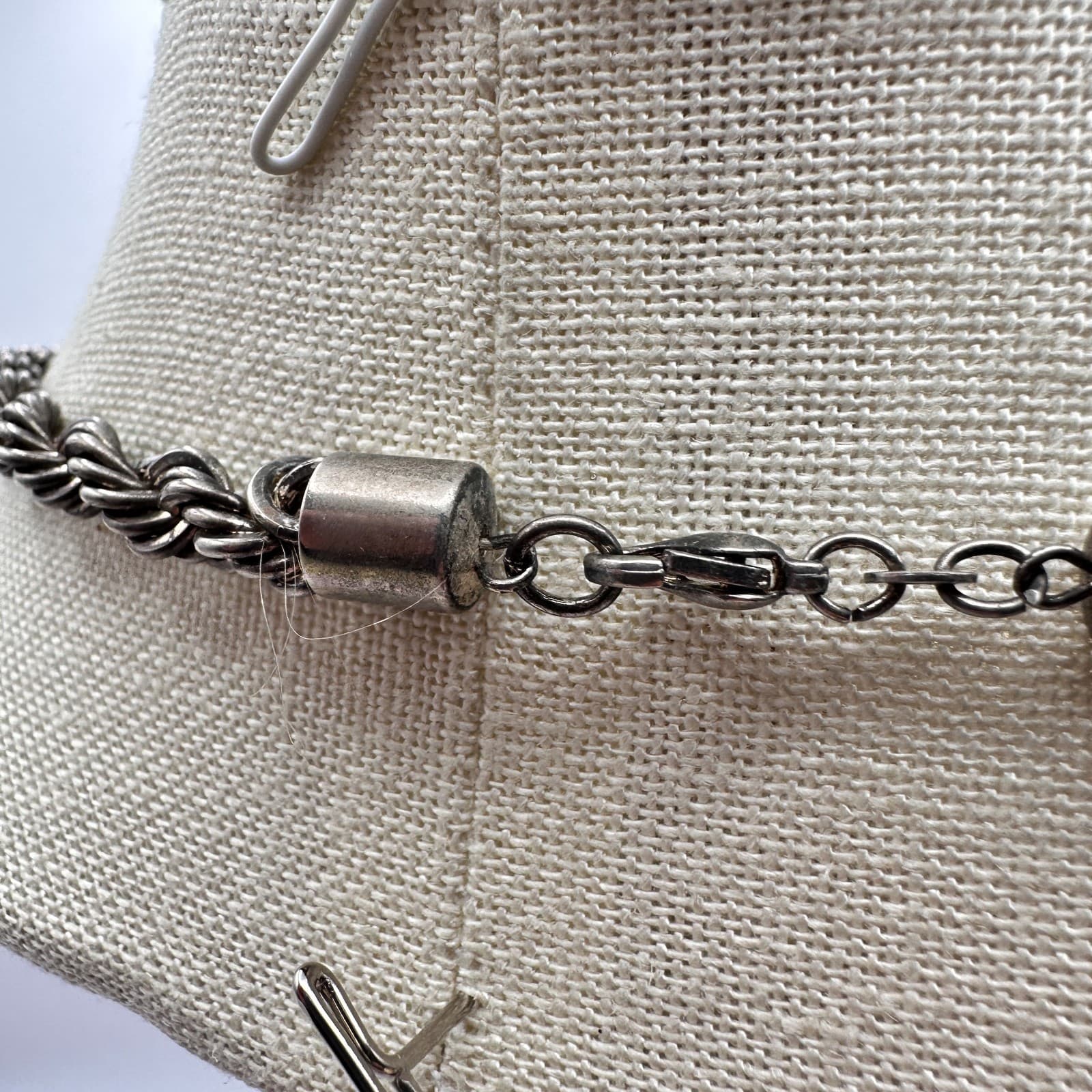 Vintage Y2K Rope Chain Silver-Tone Britannia Penny Medallion Pendant Necklace - Thumbnail 9