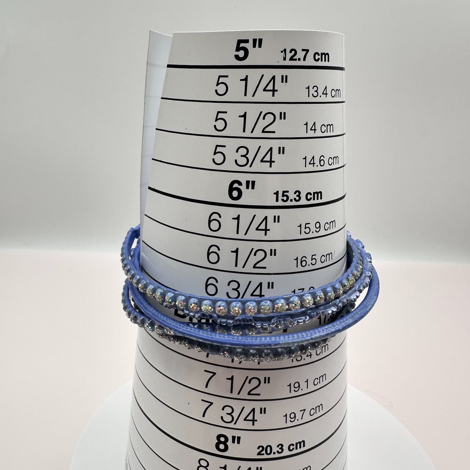 Vintage 90s Blue Glitter Bangles Set Boho Fashion Women's Costume Jewelry - Thumbnail 6