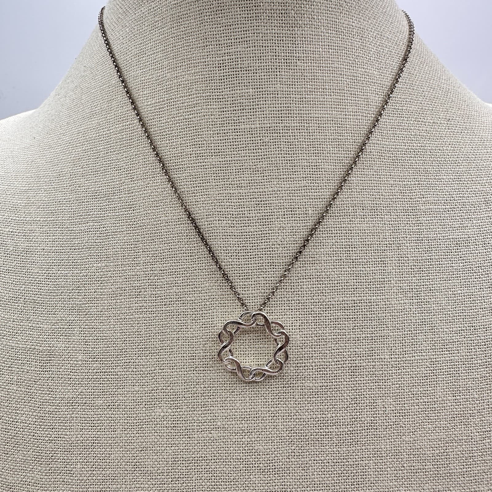 Vintage Y2K Silver Tone Link Chain Pendant Necklace Women's Classic Jewelry - Thumbnail 7