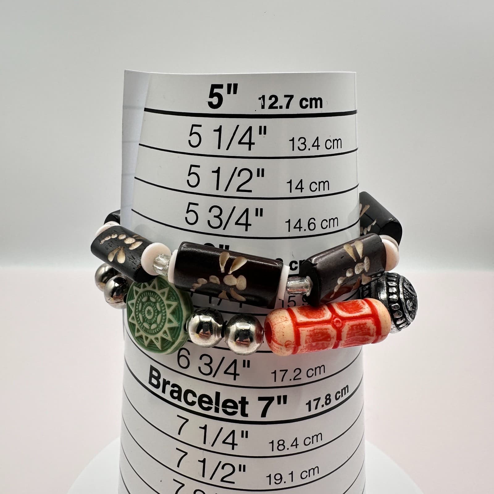 Vintage 90s Beaded Stackable Bracelets Set Boho Tribal Fashion Women's Jewelry - Thumbnail 8