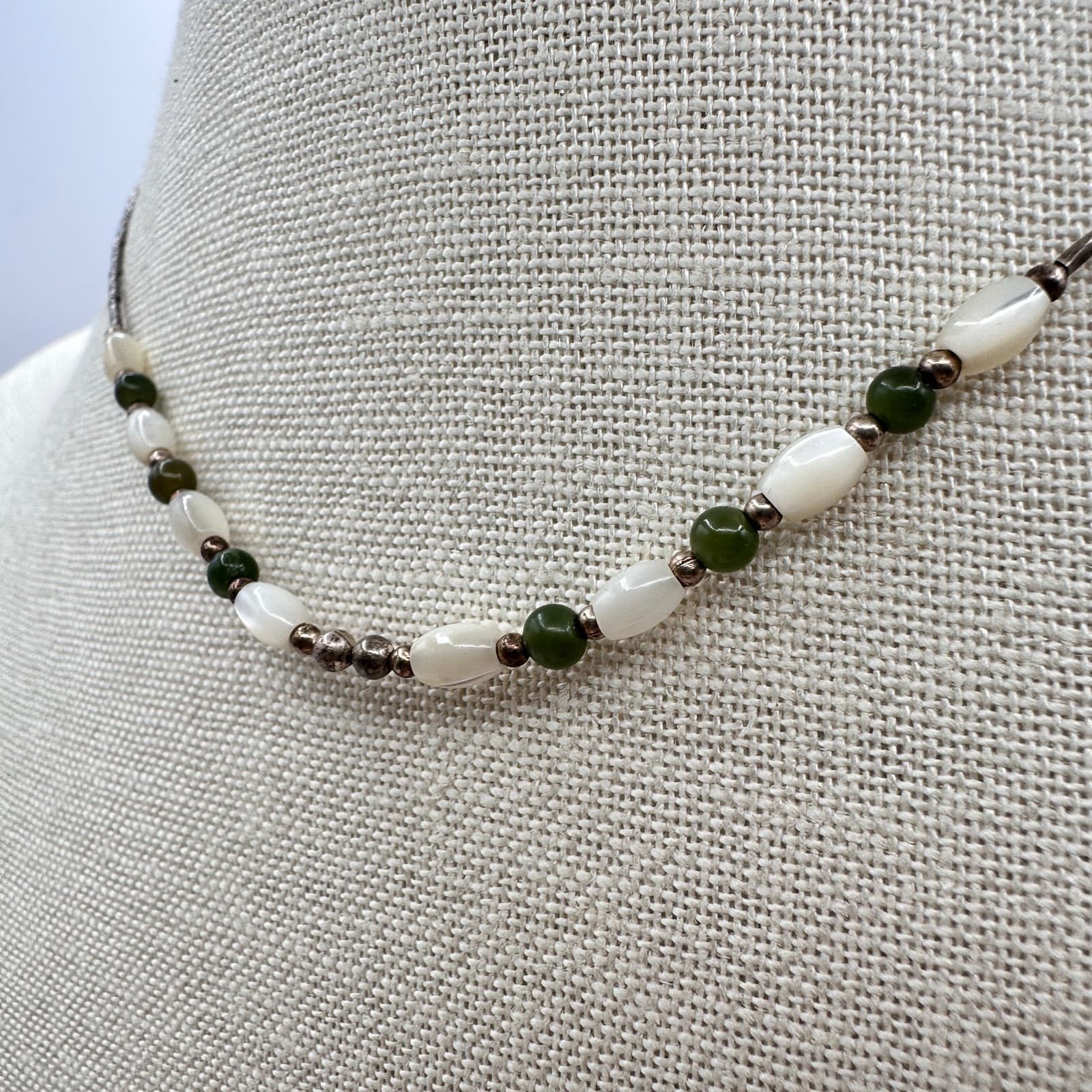 Vintage Y2K Mother of Pearl Beaded Choker Necklace Women's Classic Jewelry - Thumbnail 7