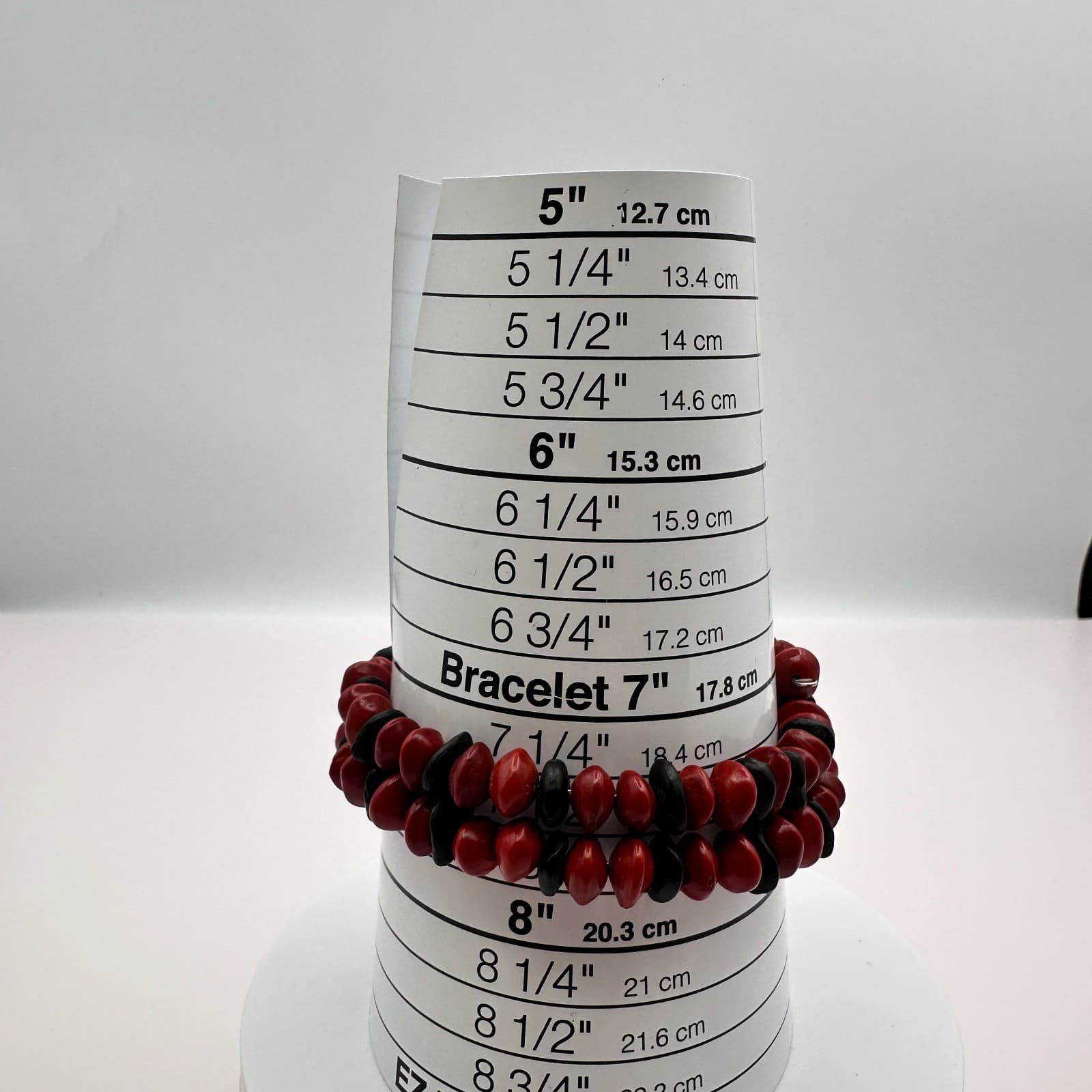 Vintage 90s Red & Black Seed Beaded Wrap Bracelet Boho Women's Classic Jewelry - Thumbnail 8