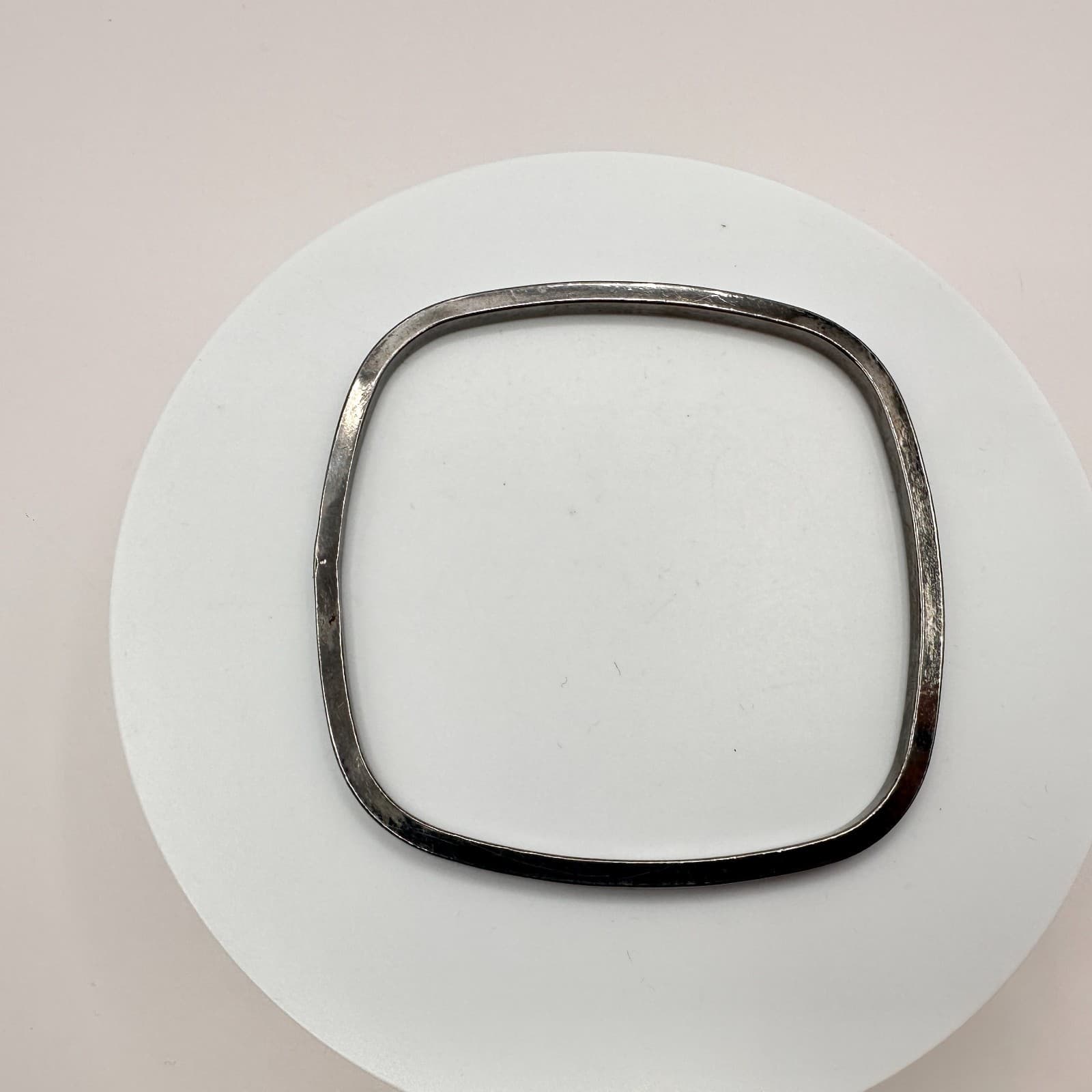 Vintage Y2K Square Bangle Silver Tone Boho Retro Women's Classic Fashion Jewelry - Thumbnail 5